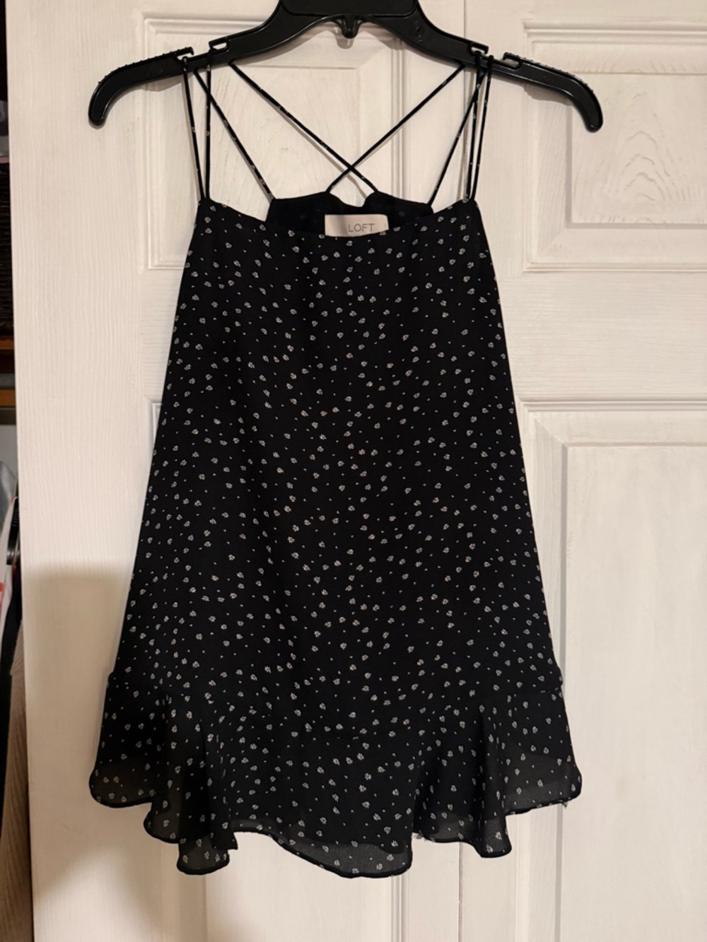 LOFT Black Floral Spaghetti Strap top